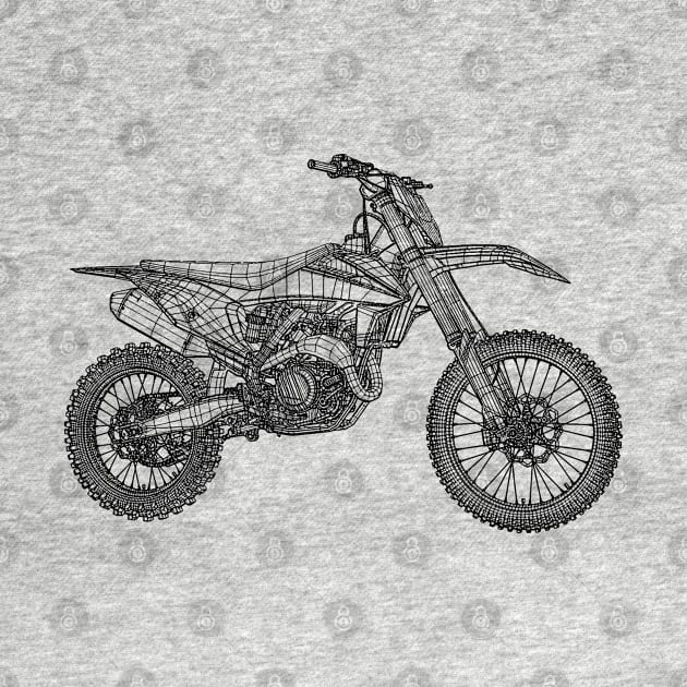 450 SX-F Motorcycles Blueprint Sketch Art by DemangDesign